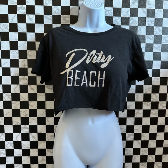 DIRTY REBEL Tops Dirty Rebel Dirty Beach Black Crop Top With
